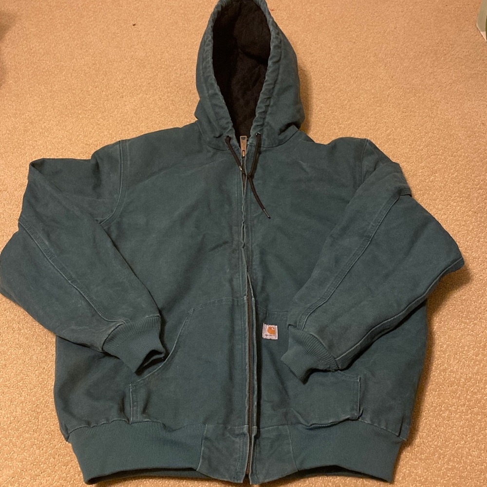 Vintage Women’s Carhartt quilted work wear jacket size XL Teal Blue